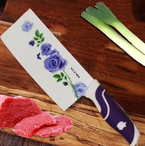 Super Mundo - Cuchillos de Cocina de Cerámica con Flores,ideal para Cortar Hueso (94067) (Morado)