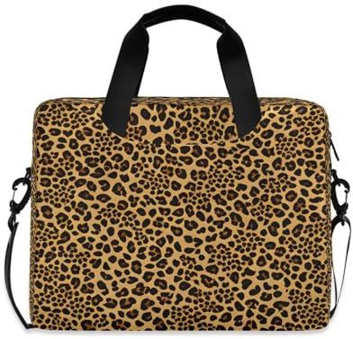 Sac pour ordinateur portable en fourrure à imprimé léopard abstrait pour homme et femme, sacoche d'ordinateur portable pour ordinateur portable de 14/15,6/16, sac à bandoulière pour bureau, école,
