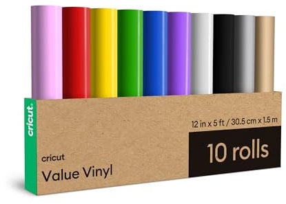 Cricut Vinile permanente | 10 rotoli di vinile autoadesivo | 1,5 m | per l'uso con tutte le macchine da taglio Cricut
