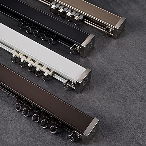 FDSGEEE Gardinenschiene 1-läufig Vorhangschiene Aluminium Schienen für Gardinen Vorhang Schienensystem für Pavillon Terrasse Badezimmer(Size:1.7m,Color:Braun)