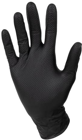 Cofan Caja de 100 guantes de nitrilo con textura diamantada | Talla: S, M, L, y XL | Color: Negro | Uso: fábricas, industrias, agricultura, etc. (Negro, Talla M)
