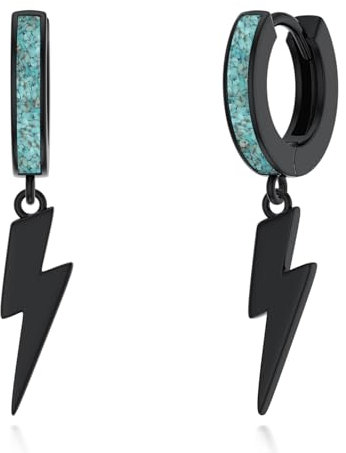 CHENGHONG Blitz Ohrringe Schwarz Silber 925 Hängend Türkis Blitz Creolen Ohrringe Blitz Ohrringe Schmuck Blitz Geschenke für Frauen Männer…