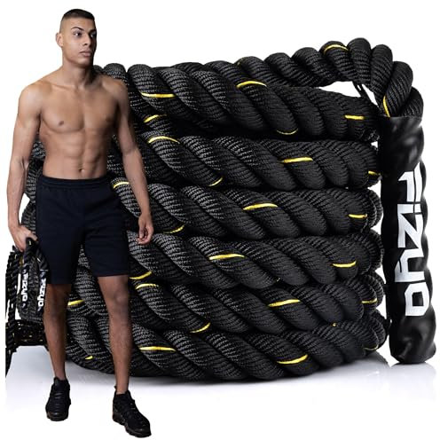 Fizyo Corde de Bataille Corde d'entraînement avec Embouts enduits pour entraînement de Force, d'endurance et de Coordination, Corde de vol Professionnelle pour l'exercice,
