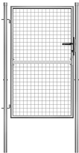 ShGaxin Gartentor Stahl Verzinkt Silber 105x175 cm Gartentor Außentüren Gartentor Gartenzaun Gitter für Haustüren