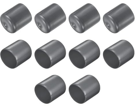 sourcing map 10pcs Rubber End Caps 27mm ID Vinyl Round End Cap Cover Screw Thread Protector Dark Grey