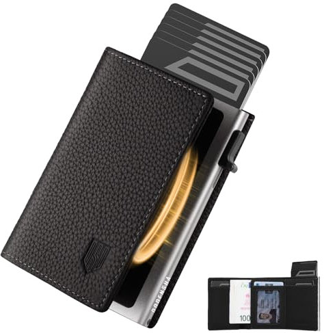 DODENSHA MagSnap Pepple Geldbörse Damen & Herren I Slim Wallet mit Münzfach I Kreditkartenetui Geldbeutel Mädchen für 10+ Karten I Wallets for Men I Portmonee Damen I RFID Schutz I Schwarz Silber