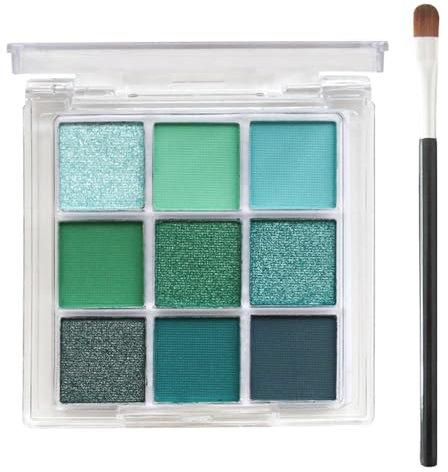 Grüner Lidschatten - 9 Farben Mattem Schimmer Lidschatten Palette Mit Pinsel - Lang Anhaltender Hochpigmentierter Leichter Feiner Und Glatter Puder Eyeshadow Palette, Grün Augen Make-Up (Avocado Grün)