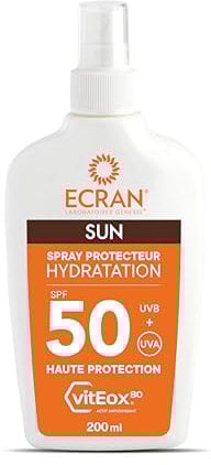 ECRAN® - Spray Protecteur Hydratant - Haute Protection - Technologie vitEox80 - Vitamine E - Protection UVA, UVB, Lumière Bleue, Coups de Soleil - Protection Solaire SPF 50 - Bronzage naturel