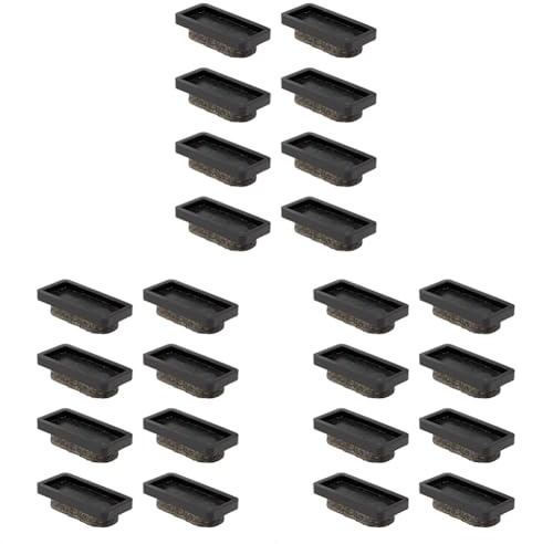 Wagner QuickClick® Filzgleiter Möbelgleiter Stuhlgleiter - 8er-Set Ersatzgleiter austauschbar - Wollfilz Ultrasoft - 32 x 15 mm für Basis 32 x 15 mm - Made in DE - 15955100, Schwarz/Grau