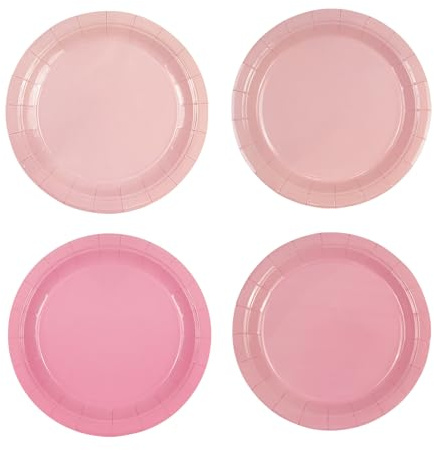 HiEnjoin 48 Stück Rosa Pappteller Gradient Rosa Partyteller 18cm Einweg Dessertteller für Geburtstage, Hochzeiten, Babypartys, Partys und andere Anlässe, 4 Farben