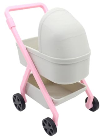 Dickly 1:12 Miniatur Tiny Kinderwagen Trolly Warenkorb Mini Stubenwagen gefertigt Dekoration, Grau