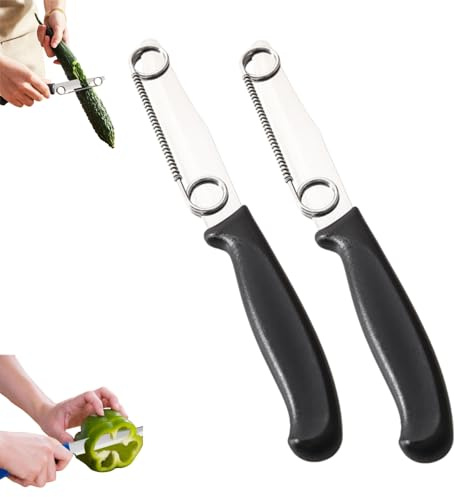 Schäler-Universalschäler, 2025 Neuest Schnellschneidemesser, Kartoffelschäler Gemüseschäler Spargelschäler, mit Verstellbarer Feder, Giovannis Messer für Gemüse Obst (Schwarz, 2 PCS)