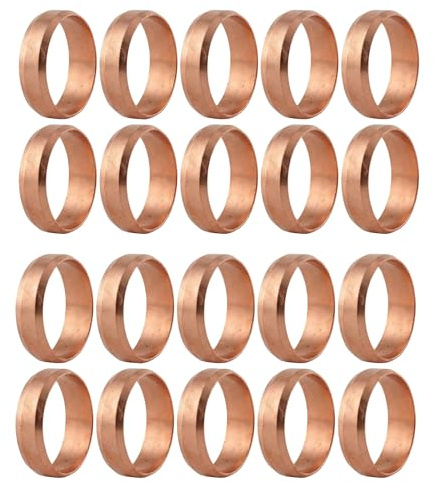 HULTHOR 15mm Copper Compression Olives, Brass Plumbing Olives for 15mm Copper Pipe, Replacement Compression Fittings for Taps, Valves & Radiators (10 or 20 Pack) (Pack of 20)