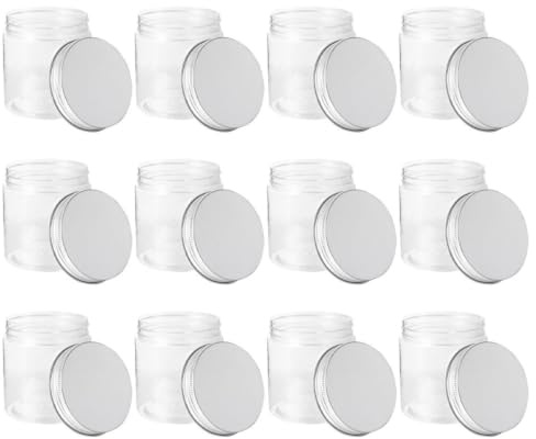 UTHCLO Set de 12 Frascos de Vidrio y Tapa de Aluminio con Tapa Pequeños de 250ml con Cierre Hermético para Almacenar Alimentos y Té en Exteriores y Viajes