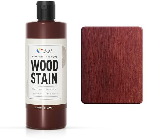 DWIL Wood Stain (Red Cherry) Water Based, Fast Drying, Low Odour, Non-Toxic, Easy Application for Indoor & Outdoor Furniture, Cabinets and Wood Surfaces-250ml