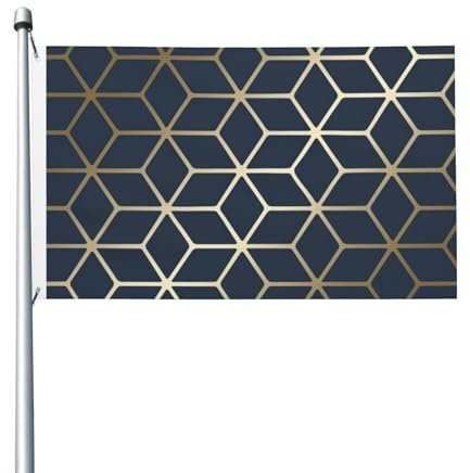 Drapeau bleu marine et or 152 cm x 91 cm avec œillets, en polyester double face pour jardin