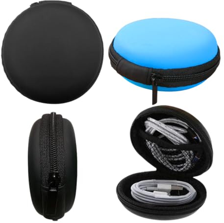Paquete de 2 mini estuches para auriculares, estuches rígidos con cremallera, funda para auriculares, llaves y cables de datos.