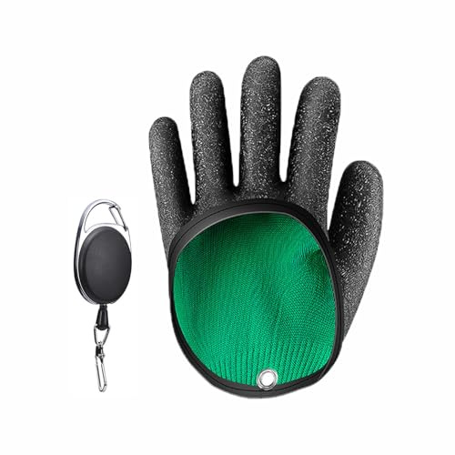 BE-TOOL Guante de pesca con gancho de liberación magnética, guante de pescado antideslizante profesional grueso para mano derecha, accesorios de pesca a prueba de pinchazos, secado rápido, portátil