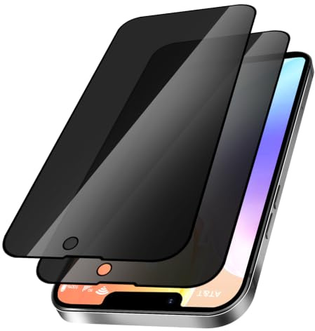VideoSecu 2 Stück Sichtschutzfolie für Panzerglas für iPhone 14/13/13 Pro Schutzfolie, 9H Kratzfeste Schutzglas Anti Spy Displayschutzfolie, Blasenfreie Panzerfolie, Anti-Fingerprint Blickschutzfolie