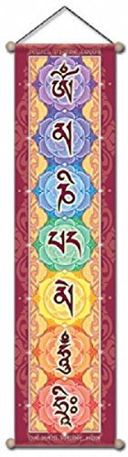Mantra Wandschmuck - Om Mani Pad Me Hum - Chenrezig - klein 15 x 60 cm bunt Meditation