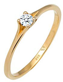 Elli DIAMONDS Ring Women Engagement Vintage with Diamond (0.06 ct.) in 585 Yellow Gold