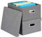 Relaxdays 2 x Aufbewahrungsbox, Faltbare Ordnungsbox mit Deckel, 25 Liter je Stoffbox, HBT 20,5 x 34,5 x 42 cm, Faltbox, grau