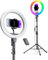 Weilisi Anillo de luz de 12 pulgadas con soporte de 72 pulgadas de alto y 2 soportes para teléfono, 38 modos de color con soporte de trípode, anillo de luz LED grande para iPhone/Android/cámara