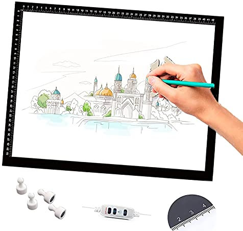 LED Leuchttisch A2 - Leuchtplatte Light Pad, Ultradünnes Zeichenbrett Mit Einstellbarer Helligkeit, USB-Kabel Für Malen, Animation, Kalligraphie, Tattoo, Zeichnung - Schwarz, 47CM×65CM