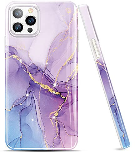luolnh Gold Glitter Sparkle Case Compatible with iPhone 13 Pro Case Marble Design Shockproof Slim Soft Silicone TPU Bumper Cover Phone Case for iPhone 13 Pro 6.1 Inch 2021-Purple/Blue