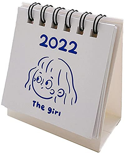 Valink Tischkalender 2022 kleiner Schreibtischkalender mit einer Seite bedruckt, niedlicher Cartoon Mini Piano Notebook stehend Flip Kalender für Mädchen