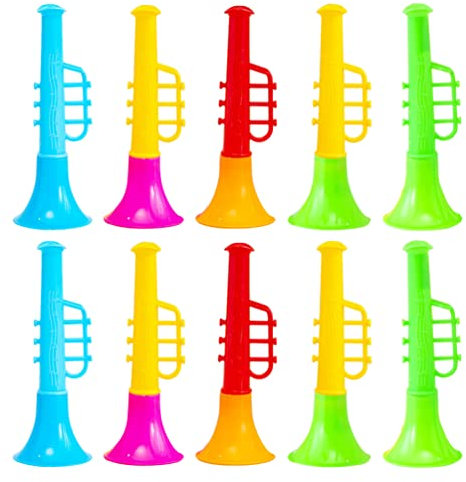 TOYANDONA 30 Stücke Mini Plastik Trompete Spielzeug Vuvuzela Stadion Horn Musikinstrumente Pädagogische Spielzeug Trompete Horn Für Kinder Kinder Blowing Toys Party Requisiten ( Zufällige
