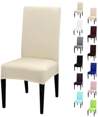 eventkauf Stuhlhusse Stretch elastischer Stuhlüberzug Esszimmer Stuhlbezug Dehnbar Hochzeit Hussen bi-Elastic Spannbezug, 1 Stück(Creme)