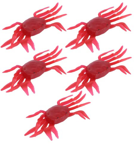 Zhat Granchio di plastica, 5 Pezzi di Materiale in PVC Riutilizzabile Colori Vivaci Granchio Finto per la Pesca