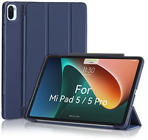 MuyDoux Custodia per Xiaomi Mi Pad 5/5 Pro 11 pollici 2021, Copertina Anteriore Liscia e Retro Morbido, Auto Sonno/Veglia, Sottile e Leggera, Cover Xiaomi Mi Pad 5 / Mi Pad 5 Pro 5G, Blu Scuro