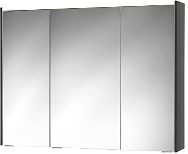 Sieper Spiegelschrank KHX mit LED Beleuchtung 100cm breit, Badezimmer Spiegelschrank aus MDF, mit Steckdose | Anthrazit