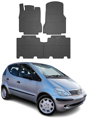 OMAC Gummi Fußmatten kompatibel mit Mercedes A Klasse V168 Long 2001-2004 Matten Schwarz 4X