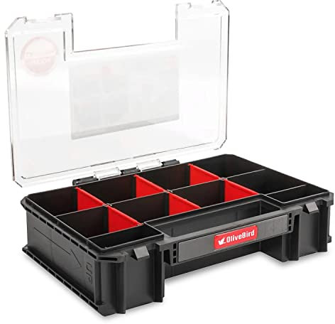 OliveBird Sortimentskasten Kleinteilemagazin Organizer Multi System Two Werkzeugbox 10 Fächer Werkzeugkoffer 260x180x65 mm