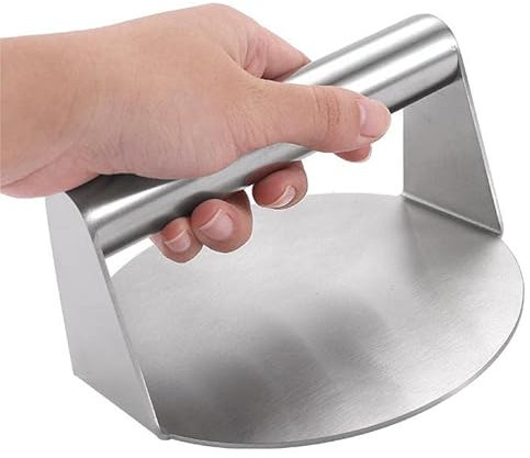 Nlmayt Smash Burger Press, Heavy-Duty Burger Press Non-Stick, 5.51in Stainless Steel Cookie Presses, Round Burger Smasher Bacon Press Grill Press for BBQ/Steak/Sandwich, Silver