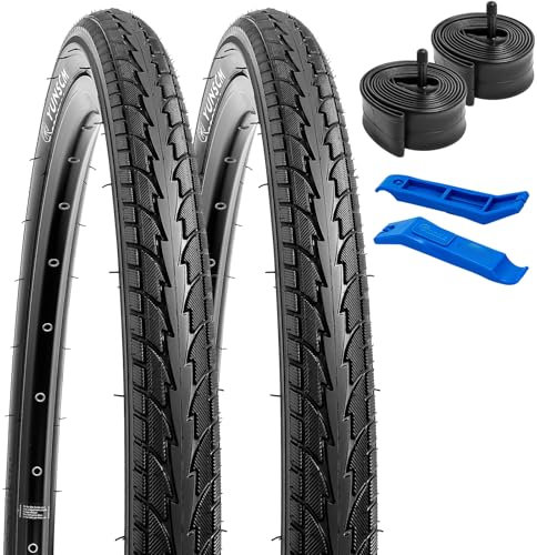 YunSCM 2Pcs Faltbarer 20 Zoll Reifen 20x1.75 ETRTO 47-406 und 2er-Pack 20 Zoll Schlauch AV32mm Ventil kompatibel 20x1.75 Fahrradreifen und Schlauch
