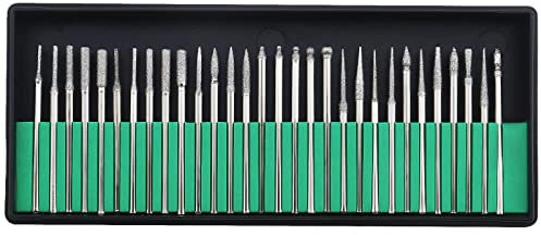 ECSiNG 30 punte per trapano rotanti rivestite di diamante gambo da 2,35 mm per lavori di taglio di lavori di taglio di incisione, intaglio ritocco finitura utensile rotante