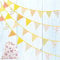 Large Fabric Bunting Banner, 39.5ft Floral Vintage Triangle Flag Garland Reusable Cotton 42pcs Floral Pennants Decoration for Garden Wedding Baby Shower Birthday Parties (Yellow)