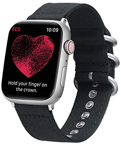 BINLUN Correa de Reloj de Lona es Compatible con Apple Watch 38 mm 40 mm 41 mm 42 mm 44 mm 45 mm 49 mm para Mujer Hombre, Correa de Tela Algodón Militar Compatible con iWatch Ultra/SE/8/7/6/5/4/3/2/1