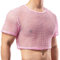 YOOBNG Men's Fishnet Crop Tops Mesh T Shirt See Through Undershirt Nightwear Sheer Shirt