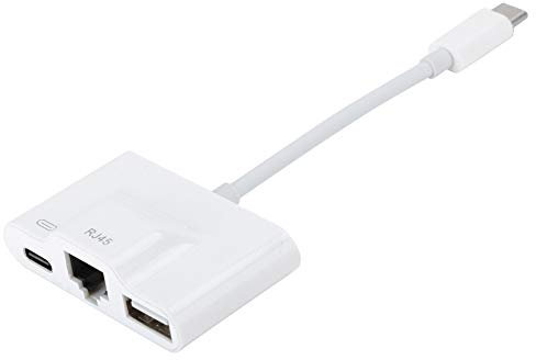 Ethernet-Adapter, Wiederaufladbare USB Typ-C Externe Kabelgebundene Netzwerkkarte für Computer/Tablets RJ45