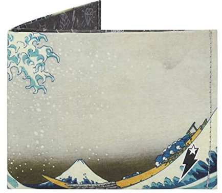 SUPERVEK Genähte Tyvek Minimalistische Geldbörse – Langlebige, schlanke Streetwear-Karten-Geldbörse – Mighty Paper Bifold Wallet für Damen und Herren, Die große Welle, Thin Wallet, RFID-blockierend