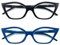 Kodilin Occhiali da Lettura Donna 2.0 Anti Luce Blu Cat Eye Occhiali per PC con Cerniera a Molla, Nero+Blu