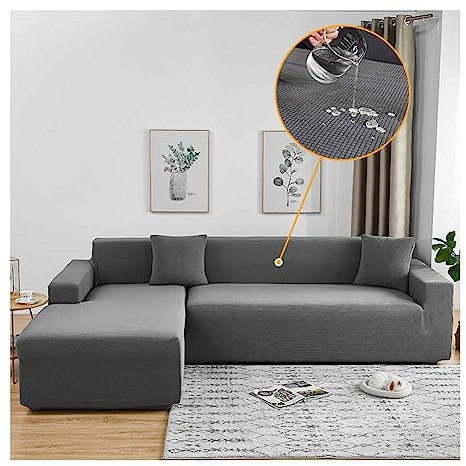 WULTNICEW Sofabezug Wasserabweisend 1/2/3/4 Sitzer Eck Stretch Sofa/Couch Überzug Universal Couchbezug(L Form Ecksofa Erfordert Zwei, Achten Sie Auf die Größentabelle)