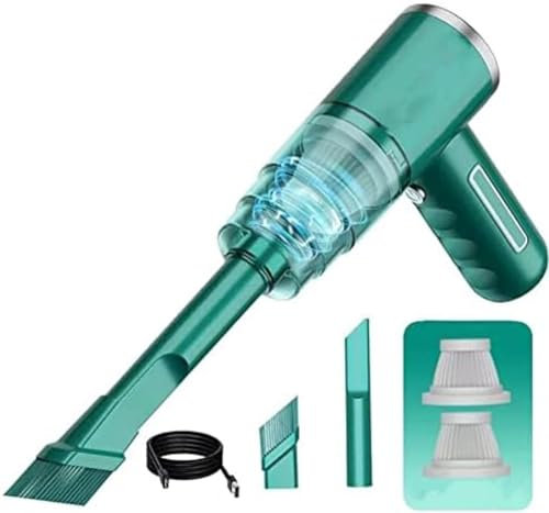 Aspirateur À Main, 29 000 Pa, Puissant, Compact, Léger, Rechargeable, Mini Aspirateur À Main, Autonomie De 45 Minutes, pour La Maison, Les Poils d'animaux, La Voiture,Vert,HaoAMZ