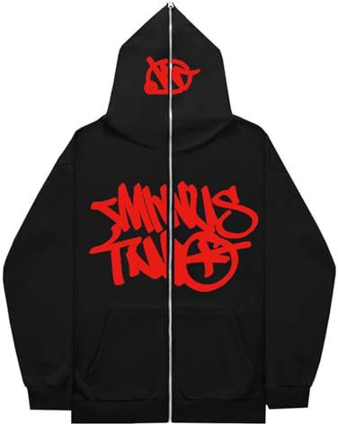 Sweatjacke Kapuzenjacke Herren Minus Two Cargo Zipper Hoodie Y2K Kapuzenpullover mit Reißverschluss Hip Hop Streetwear Urban Pullover Unisex Casual Jacke