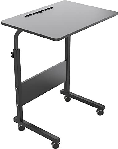 SogesPower Höhenverstellbarer Laptop-Tisch mit Rollen, Beistelltisch für Sofa oder Bett, Mobiler Rolltisch mit integriertem Tablet-/Handyhalter, Vielseitiger Betttisch für Zuhause 60 x 40 cm